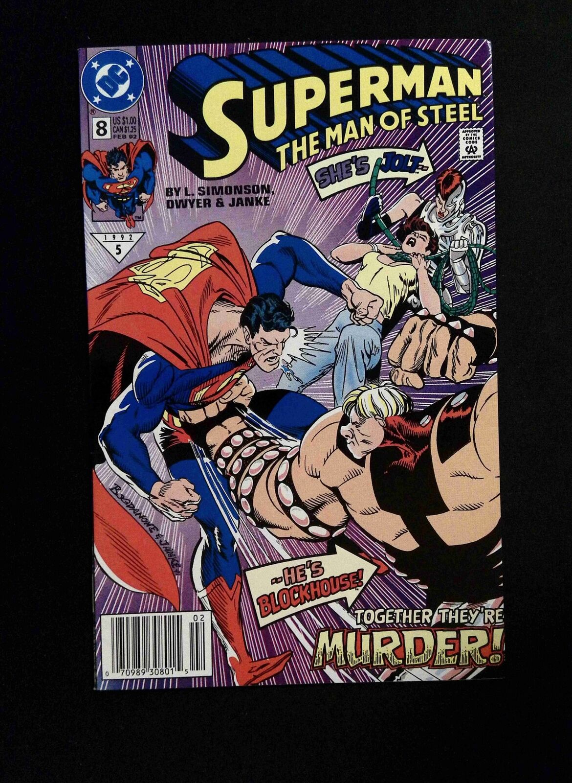 Superman The Man of Steel #8 DC Comics 1992 VF+ NEWSSTAND