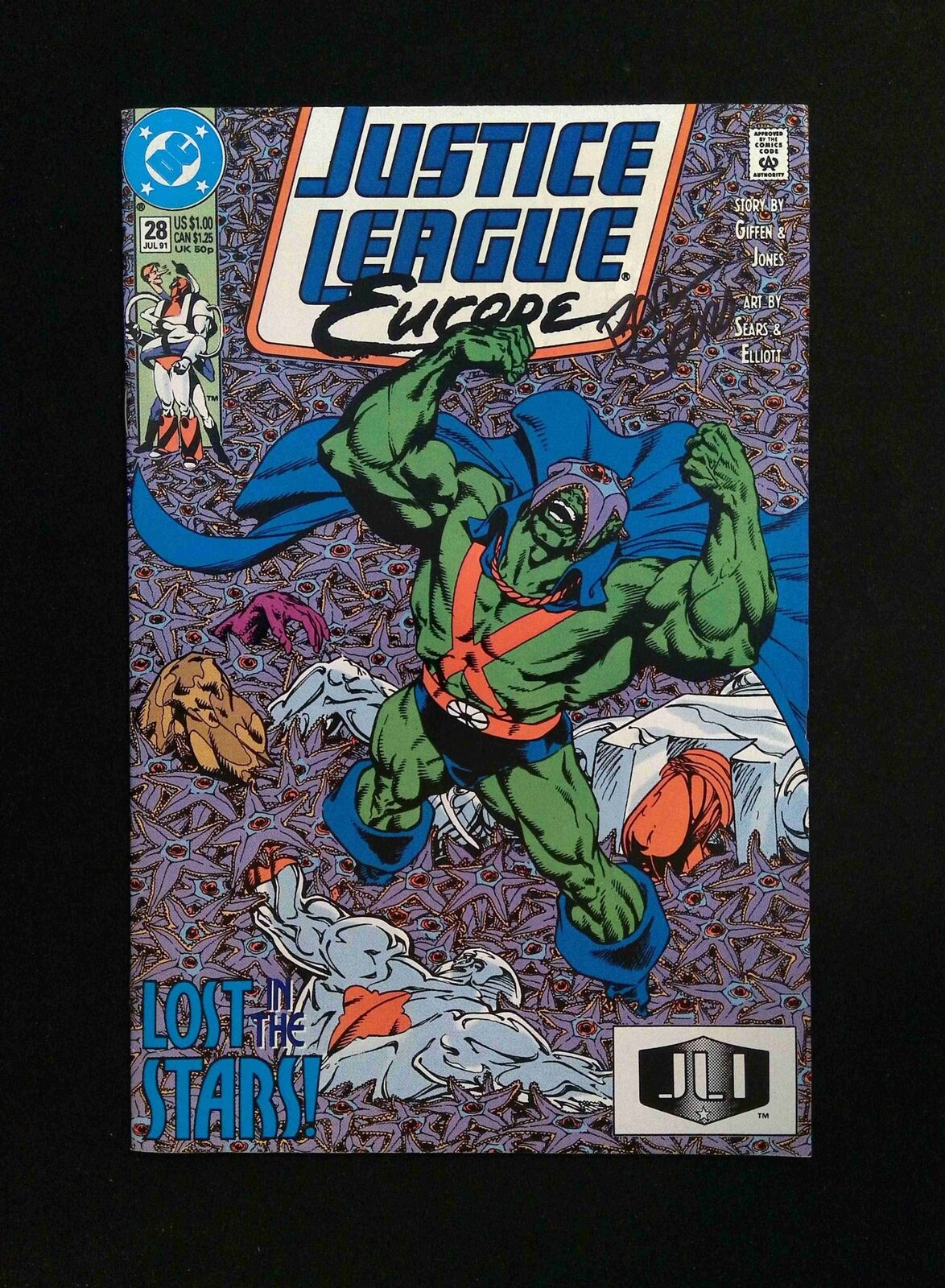 Justice League Europe #28 DC Comics 1991 VF/NM Signed By Bart Sears