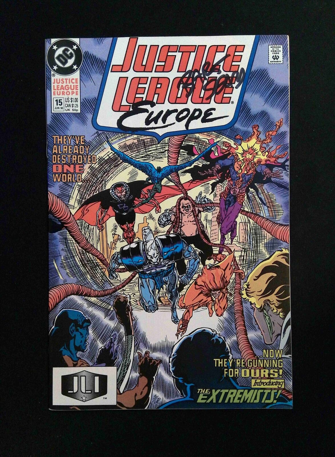 Justice League Europe #15 DC Comics 1990 VF Signed By Bart Sears