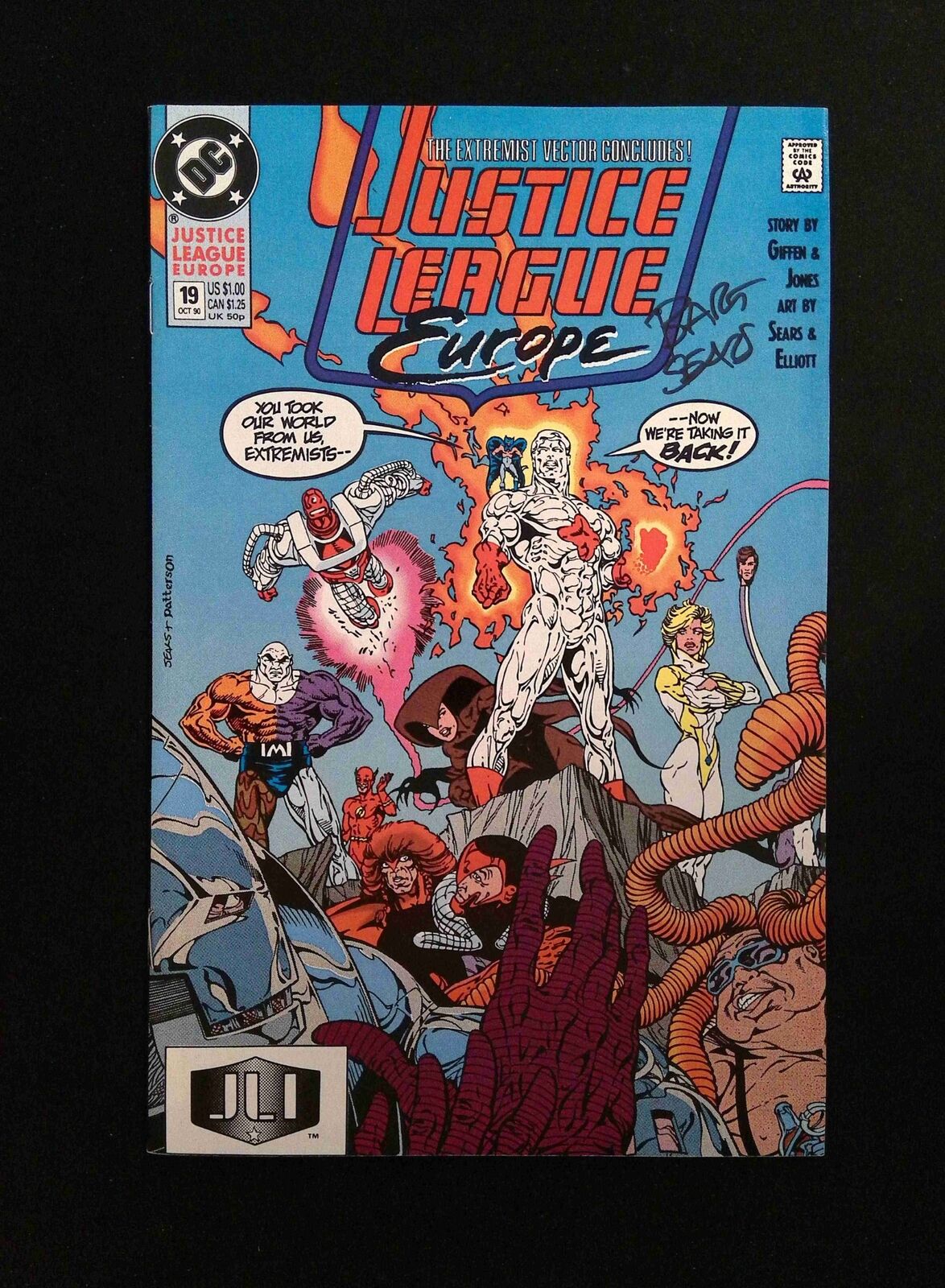 Justice League Europe #19 DC Comics 1990 VF+ Signed By Bart Sears