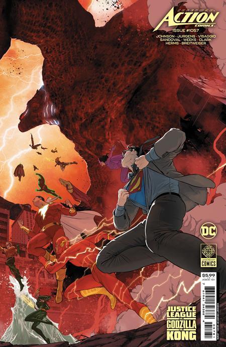 ACTION COMICS #1057F DC 2023 NM+ JUSTICE LEAGUE VS GODZILLA VS KONG VARIANT