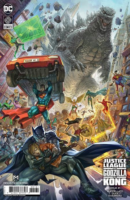 JUSTICE LEAGUE VS GODZILLA VS KONG #1 DC 2023 1:50 ALAN QUAH Ratio SIGNED w/ COA