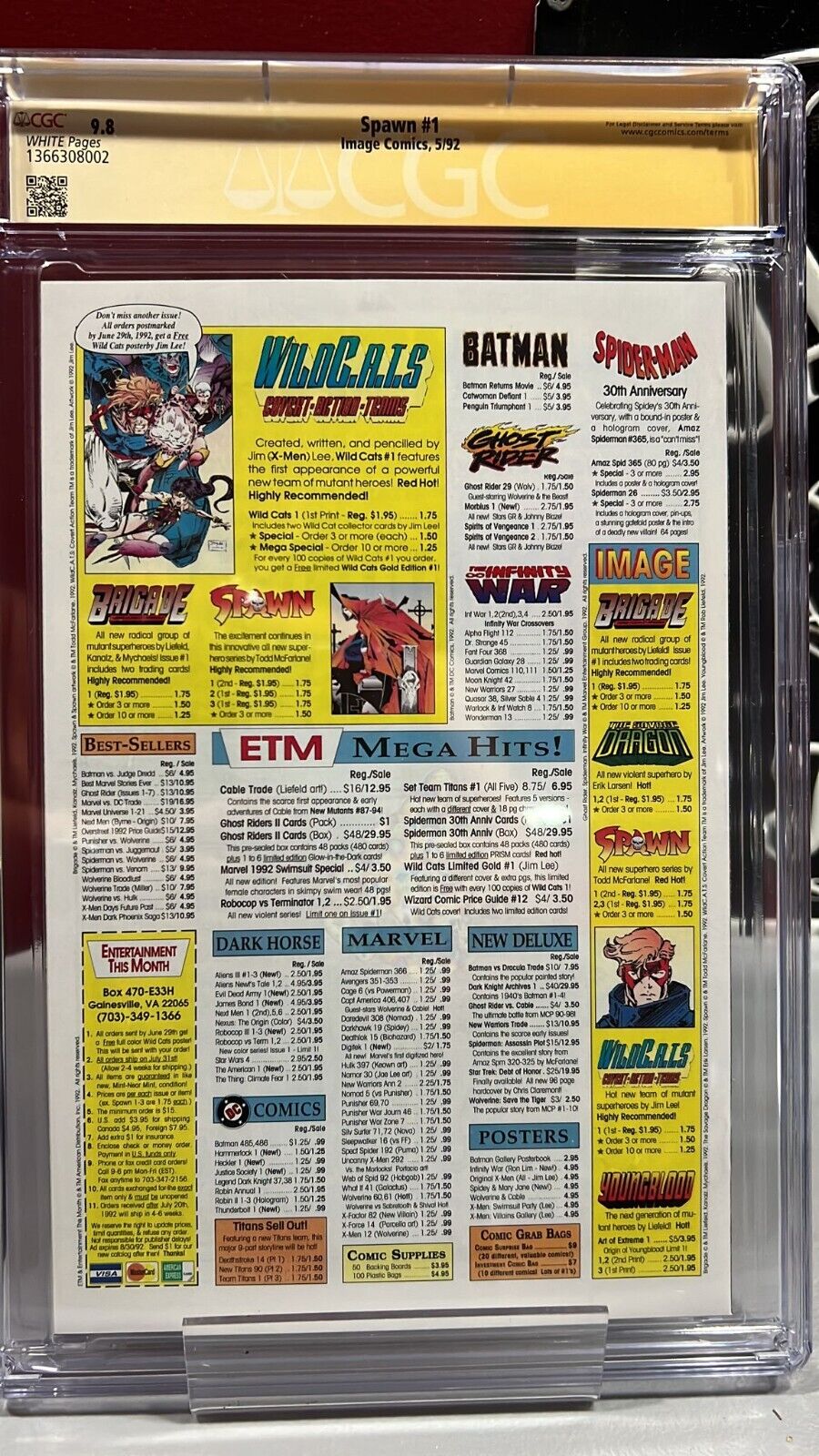 SPAWN #1 IMAGE COMICS 1992 CGC 9.8 NM/MT WHITE PAGES 1ST APP. SPAWN (AL SIMMONS)