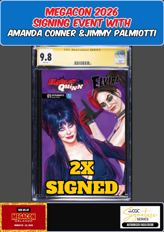 HARLEY QUINN X ELVIRA #1 SPEARS FOIL CGC 9.8 PALMIOTTI/CONNER 2X SIGNED PRESALE