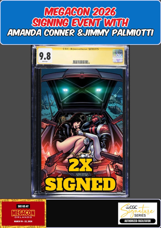 HARLEY QUINN X ELVIRA #2 FOIL VIRGIN CGC 9.8 PALMIOTTI/CONNER 2X SIGNED PRESALE