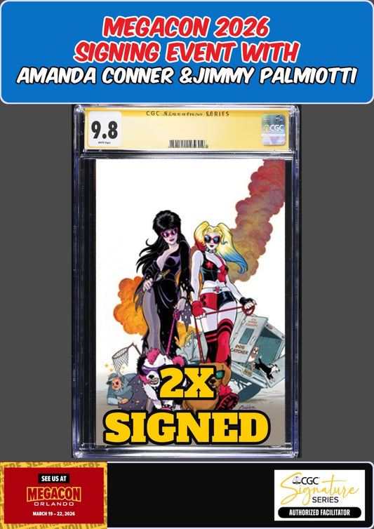HARLEY QUINN X ELVIRA #2 FOIL VIRGIN CGC 9.8 PALMIOTTI/CONNER 2X SIGNED PRESALE