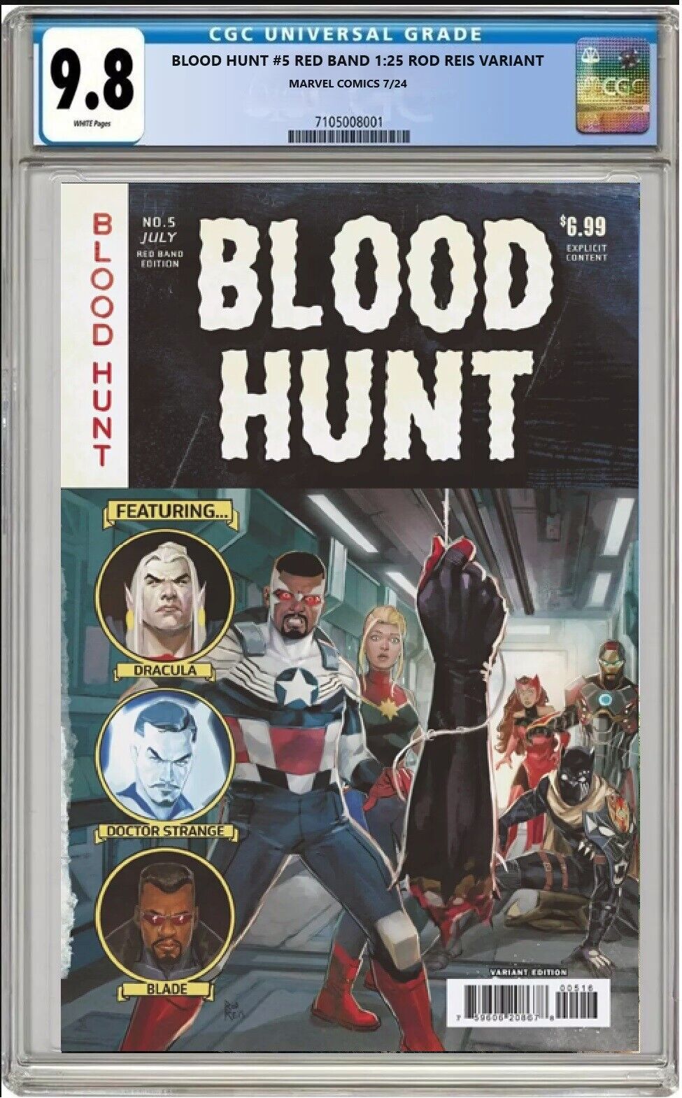 BLOOD HUNT: RED BAND #5 MARVEL REIS BLOODY HOMAGE VARIANT 1:25 7/24 PRESALE NM