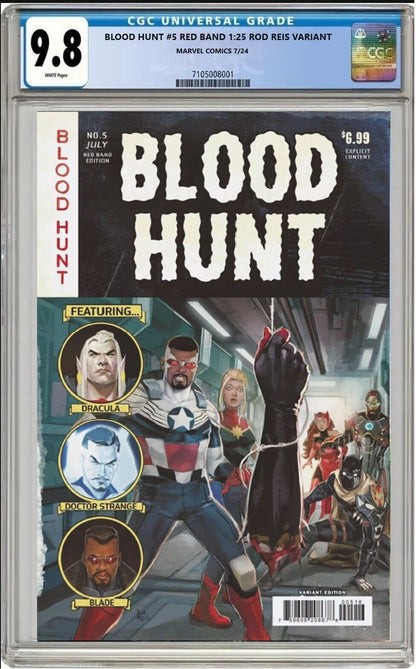 BLOOD HUNT: RED BAND #5 MARVEL REIS BLOODY HOMAGE VARIANT 1:25 7/24 PRESALE NM