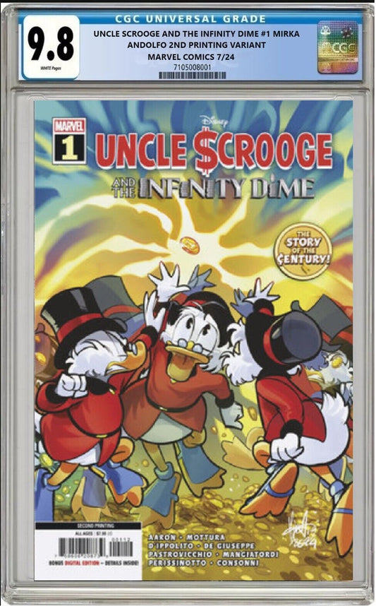 UNCLE SCROOGE AND THE INFINITY DIME #1 MIRKA ANDOLFO 2ND PRINT CGC 9.8 PRESALE