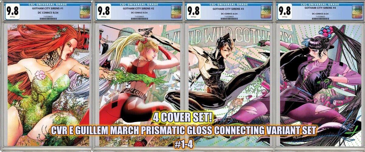 GOTHAM CITY SIRENS #1-4 ARTIST SET CVR E MARCH CONNECTING GLOSS CGC 9.8 PRESALE