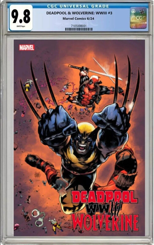 DEADPOOL WOLVERINE WWIII #3 KUBERT MAIN COVER w/ CUSTOM LABEL CGC 9.8 PRESALE