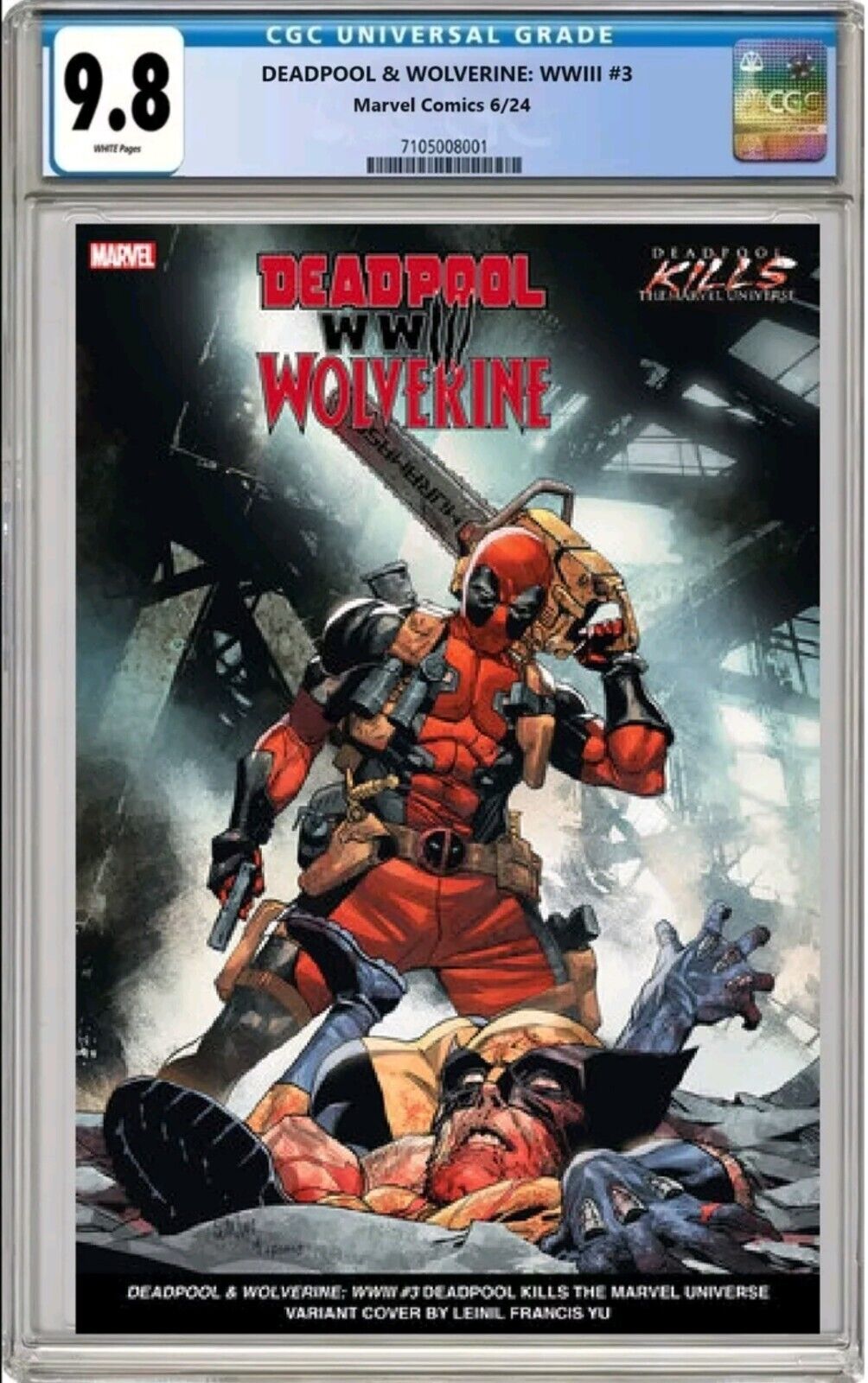 DEADPOOL WOLVERINE WWIII #3 LEINIL YU VARIANT w/ CUSTOM LABEL CGC 9.8 PRESALE