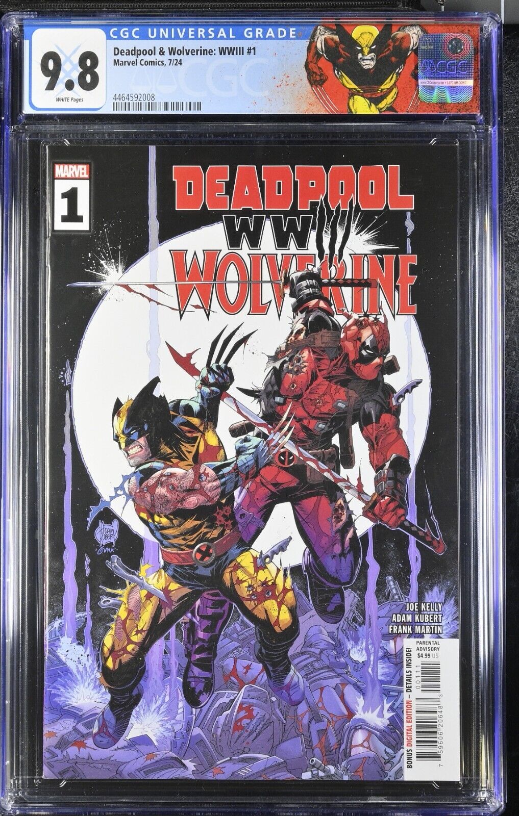 DEADPOOL AND WOLVERINE WWIII #1A MARVEL 2024 ADAM KUBERT CGC 9.8 NM CUSTOM LABEL