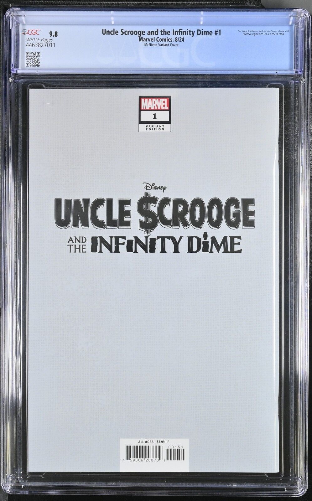 UNCLE SCROOGE & THE INFINITY DIME #1 MARVEL MCNIVEN FOIL VARIANT CGC 9.8 NM/MT