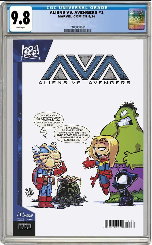 ALIENS VS AVENGERS #1 MARVEL 2024 SKOTTIE YOUNG VARIANT CGC 9.8 NM/MT PRESALE