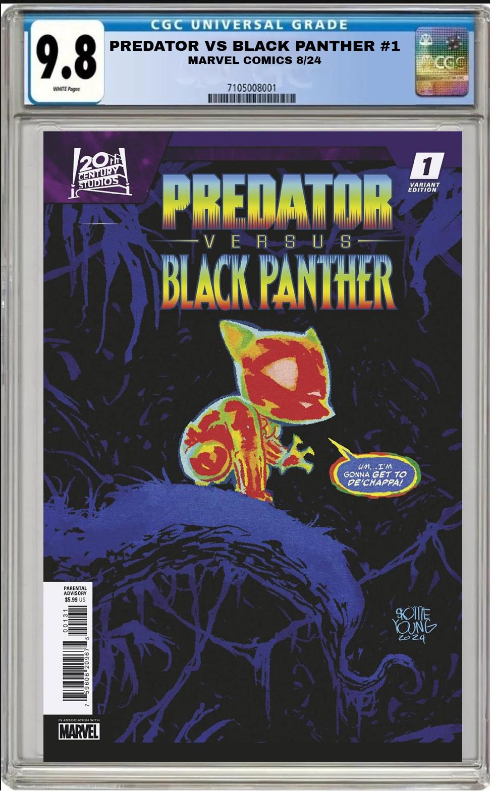 PREDATOR VS BLACK PANTHER 1 MARVEL SKOTTIE YOUNG VARIANT 2024 CGC 9.8 NM PRESALE