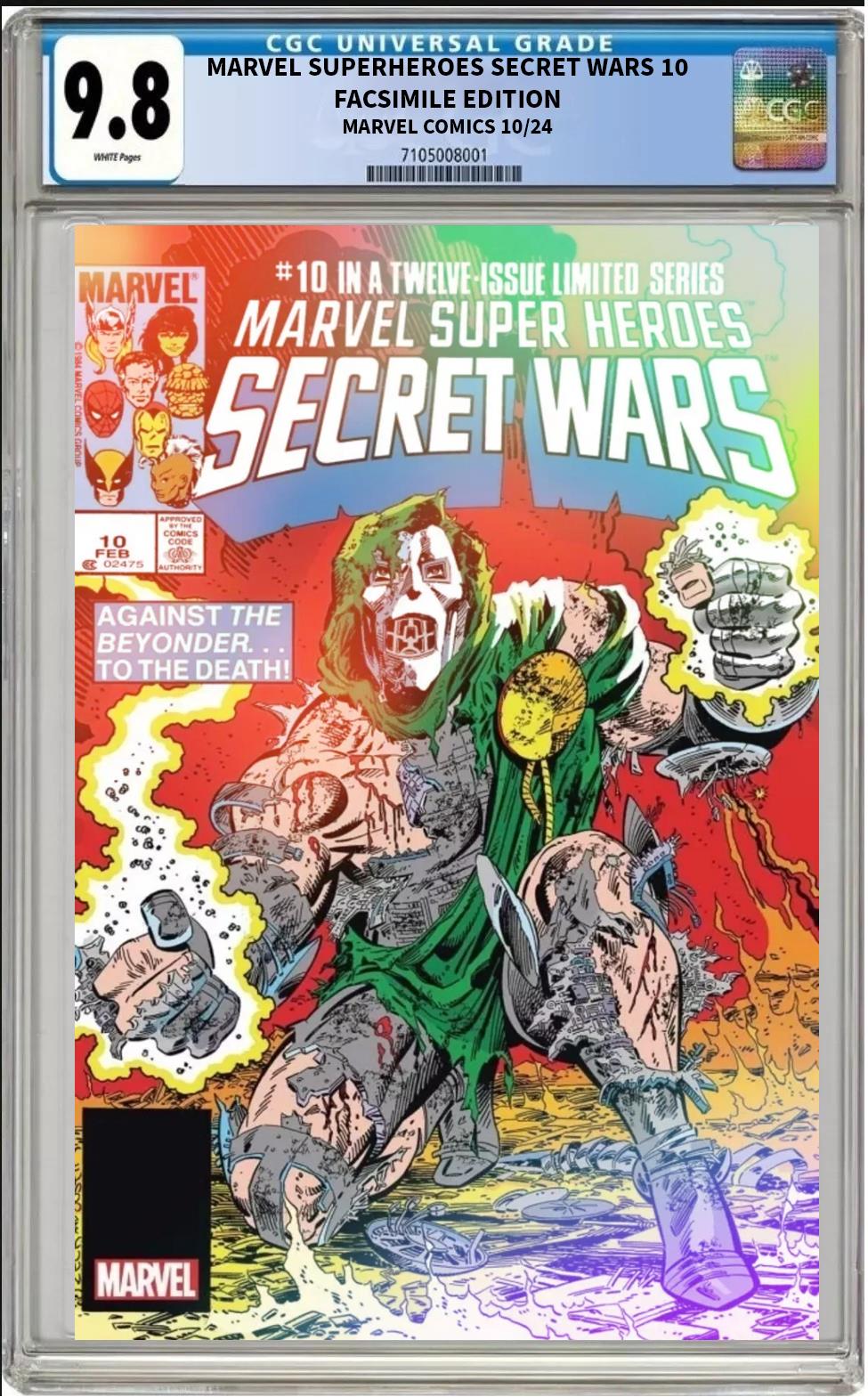 MARVEL SUPER-HEROES SECRET WARS FACSIMILE FOIL #10 MARVEL 2024 CGC 9.8 NM