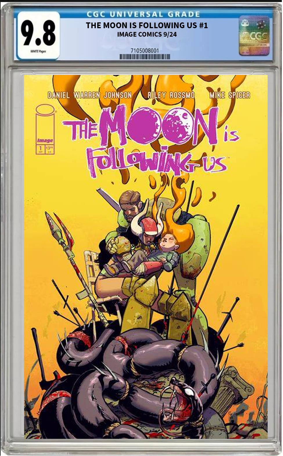 THE MOON IS FOLLOWING US #1 IMAGE 1:100 FOIL ROSSMO VARIANT CGC 9.8 NM PRESALE