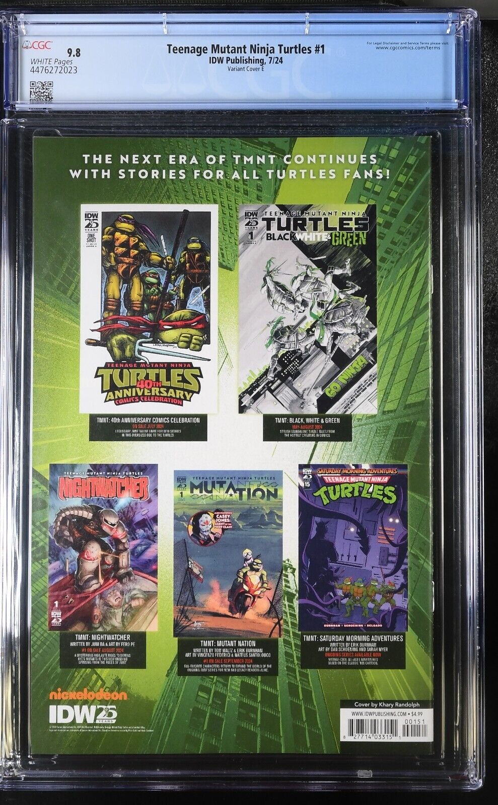 TEENAGE MUTANT NINJA TURTLES #1 IDW CVR E RANDOLPH VARIANT 2024 CGC 9.8 NM