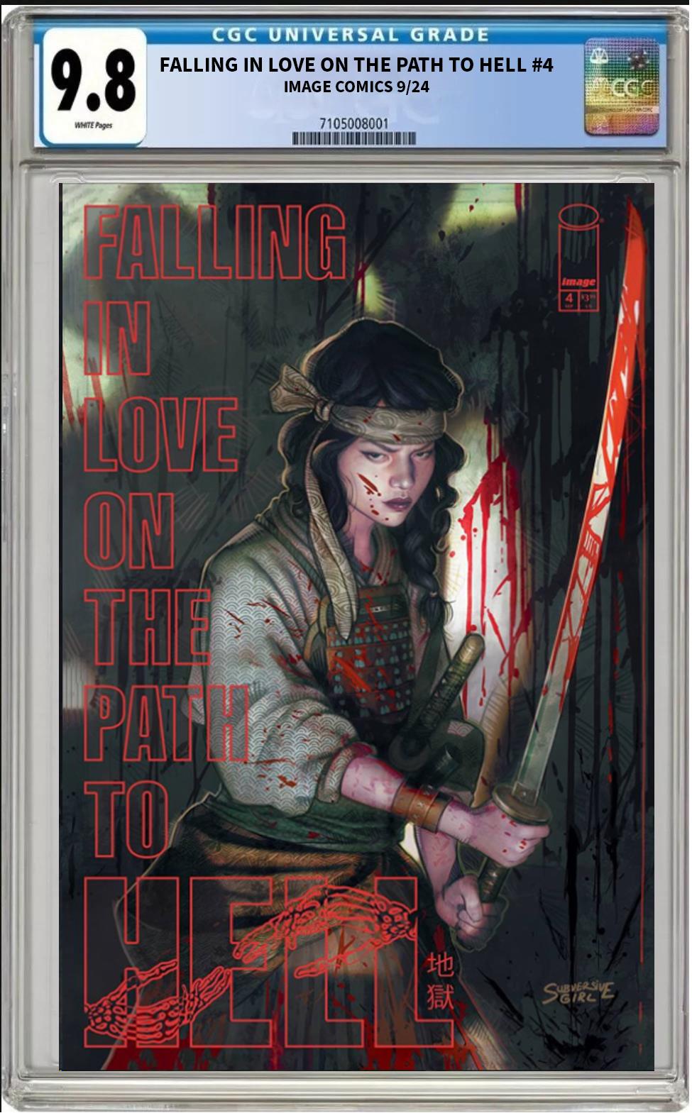 FALLING IN LOVE ON THE PATH TO HELL#1 1:15 SUBVERSIVE GIRL VAR CGC 9.8 PRESALE