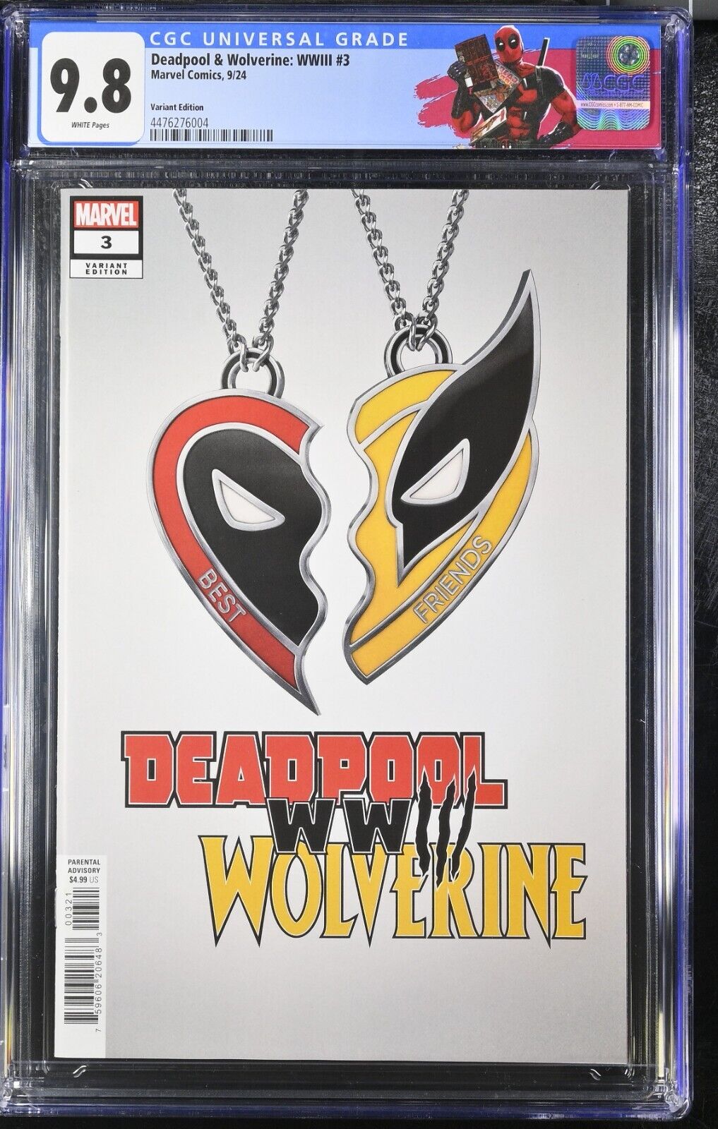 DEADPOOL WOLVERINE WWIII #3 MARVEL KUBERT MOVIE VARIANT CGC 9.8 NM CUSTOM LABEL