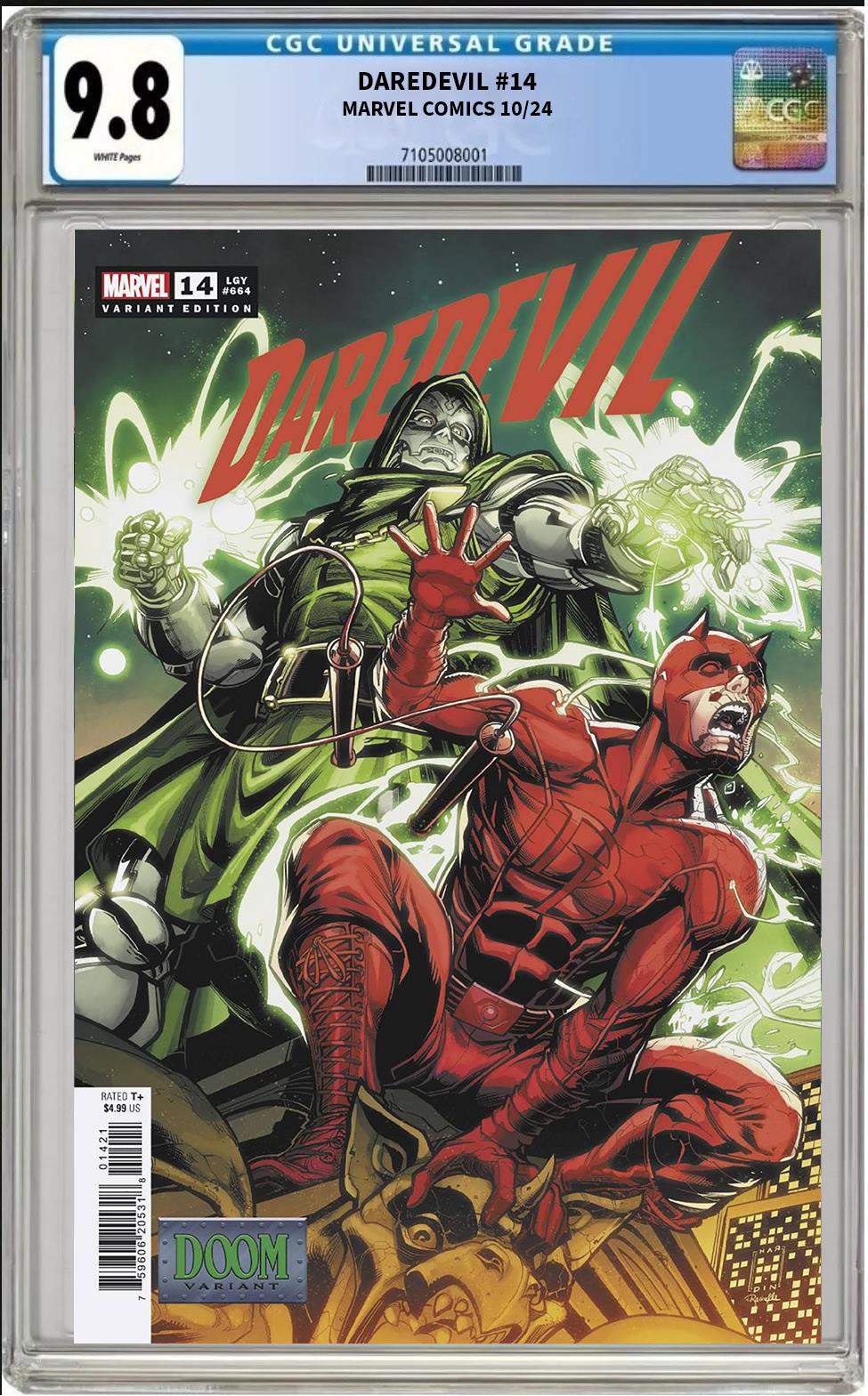 DAREDEVIL #14 MARVEL CHAD HARDIN DOOM VARIANT 2024 CGC 9.8 PRESALE