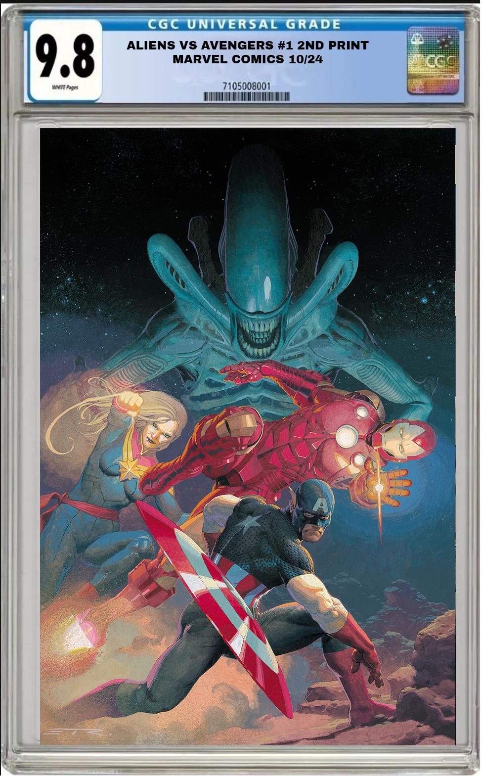 ALIENS VS AVENGERS #1 MARVEL 1:25 RIBIC 2ND PRINT VIRGIN VARIANT CGC 9.8 PRESALE