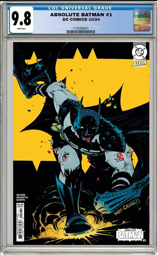 ABSOLUTE BATMAN #1 DC 2024 CVR B WES CRAIG VARIANT CGC 9.8 NM SHIPS NOW