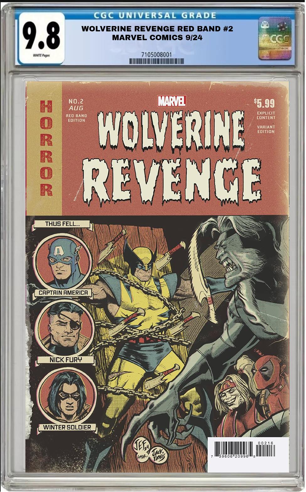 WOLVERINE REVENGE RED BAND #2 MARVEL 1:25 FERREYRA VARIANT CGC 9.8 NM PRESALE