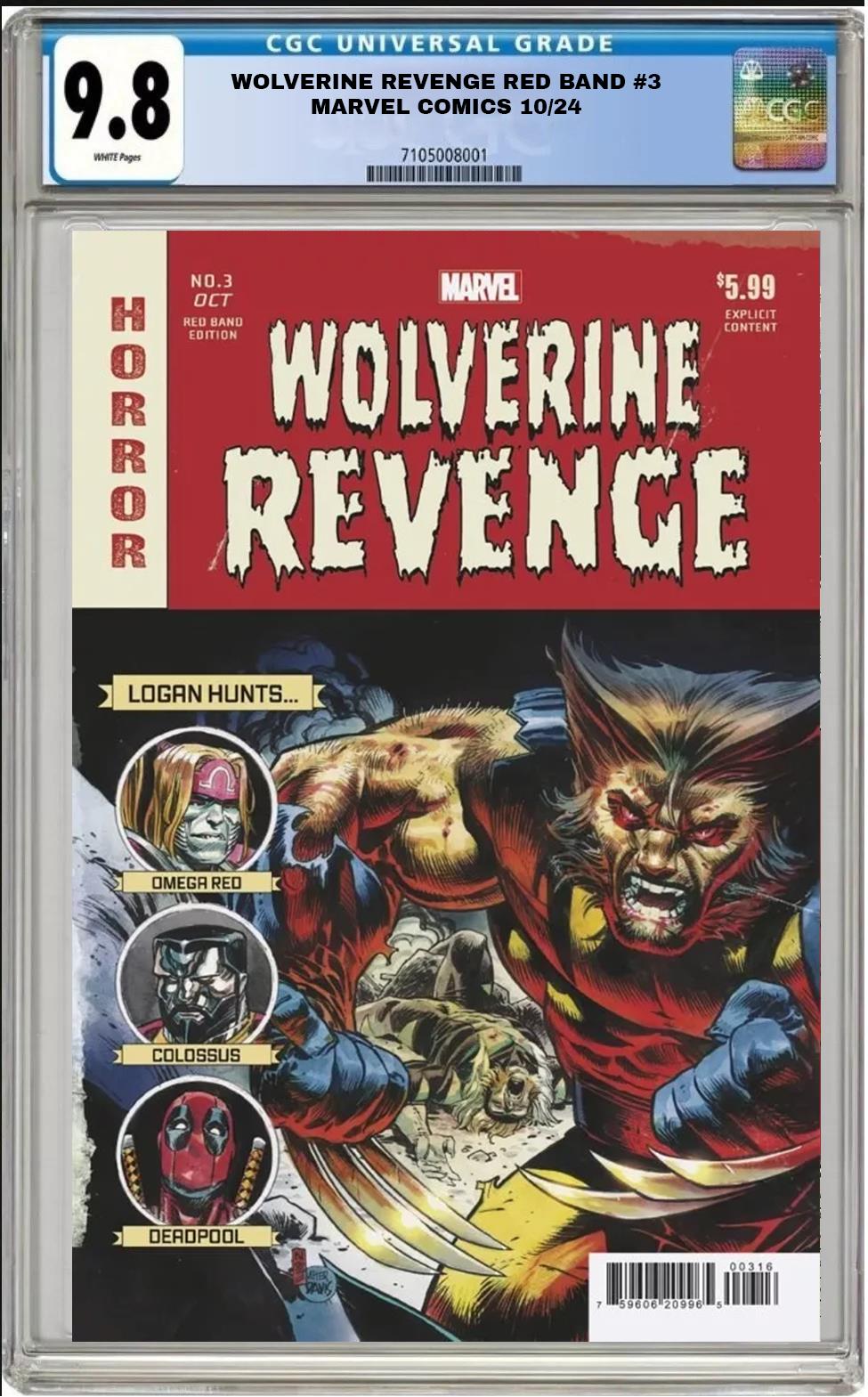 WOLVERINE REVENGE RED BAND #3 MARVEL 1:25 NIC KLEIN VARIANT CGC 9.8 NM PRESALE