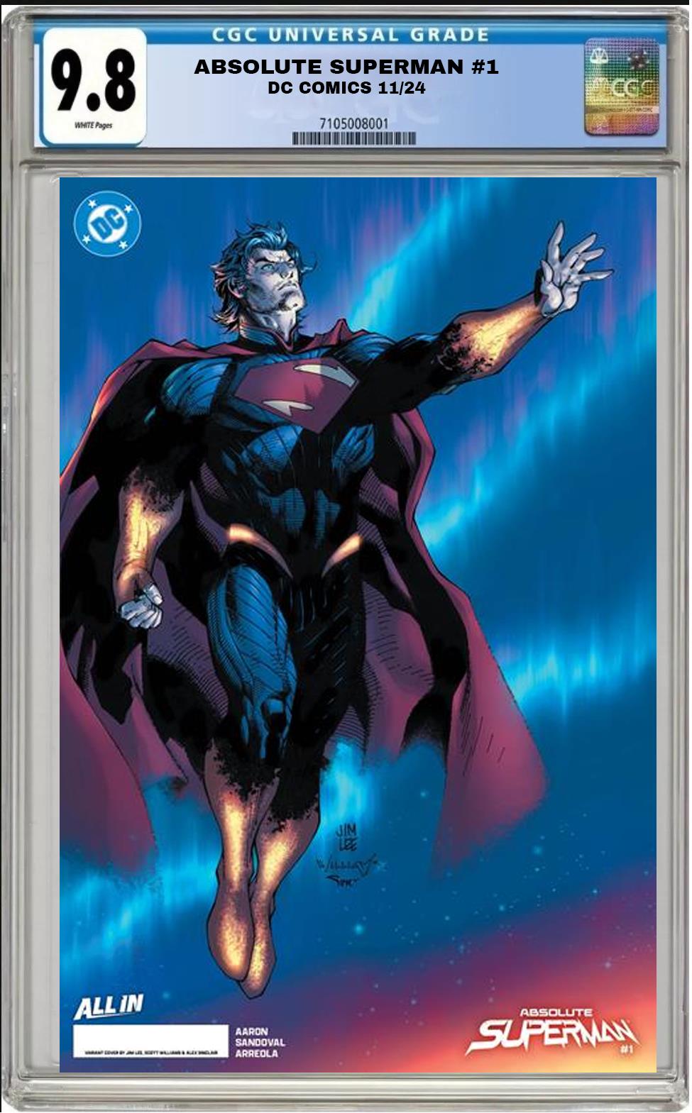 ABSOLUTE SUPERMAN #1 DC CVR C JIM LEE VARIANT CGC 9.8 NM PRESALE 11/6