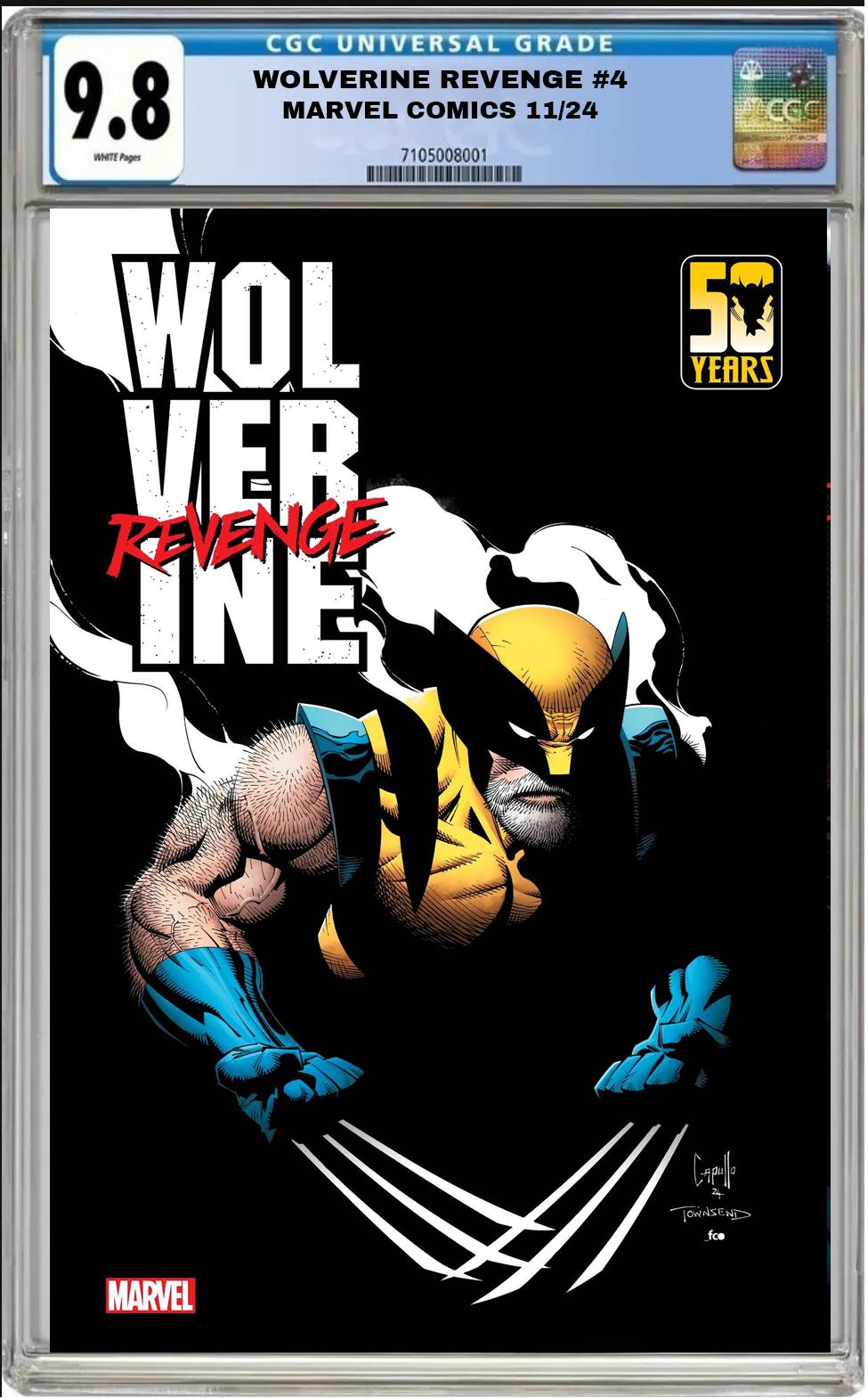 WOLVERINE REVENGE #4 MARVEL MAIN COVER GREG CAPULLO CGC 9.8 NM PRESALE 11/28