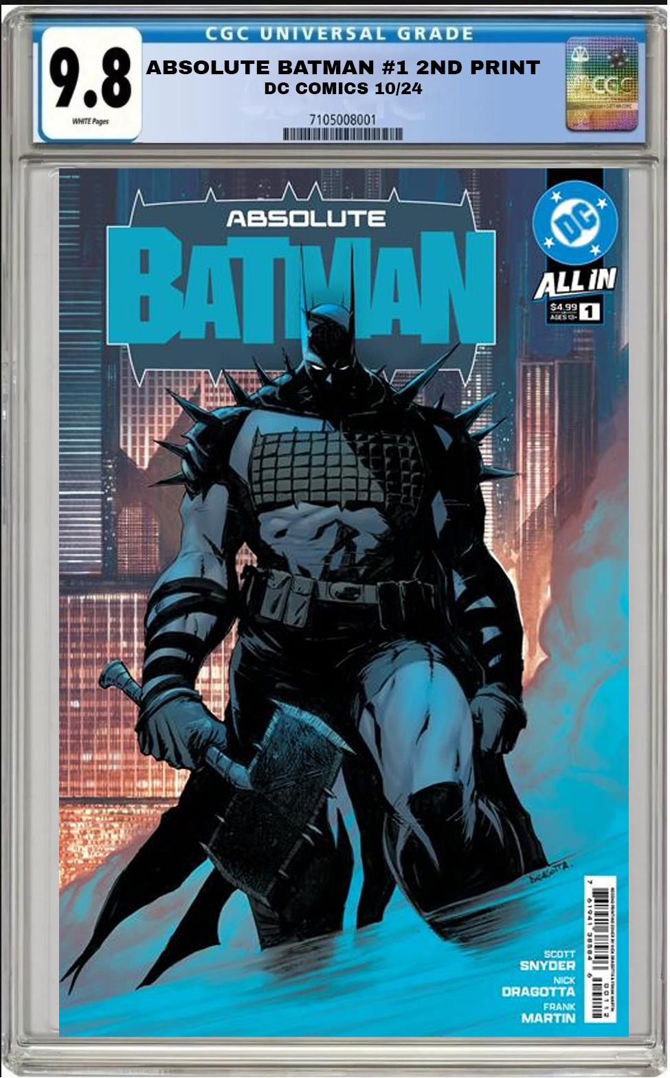 ABSOLUTE BATMAN #1 DC NICK DRAGOTTA 2ND PRINT VARIANT CGC 9.8 NM PRESALE 10/30