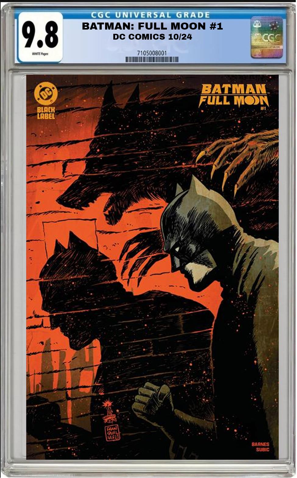 BATMAN FULL MOON #1 DC CVR C FRANCAVILLA VARIANT CGC 9.8 NM PRESALE 10/16