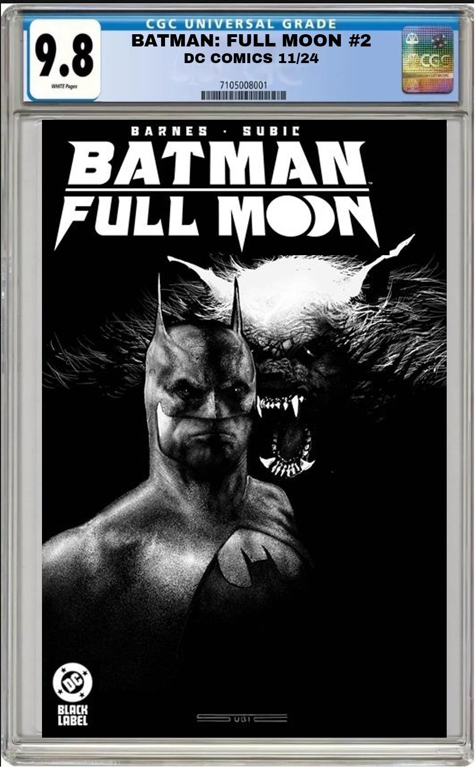 BATMAN FULL MOON #2 DC CVR A STEVAN SUBIC GLOW-IN-DARK CGC 9.8 NM PRESALE 11/13