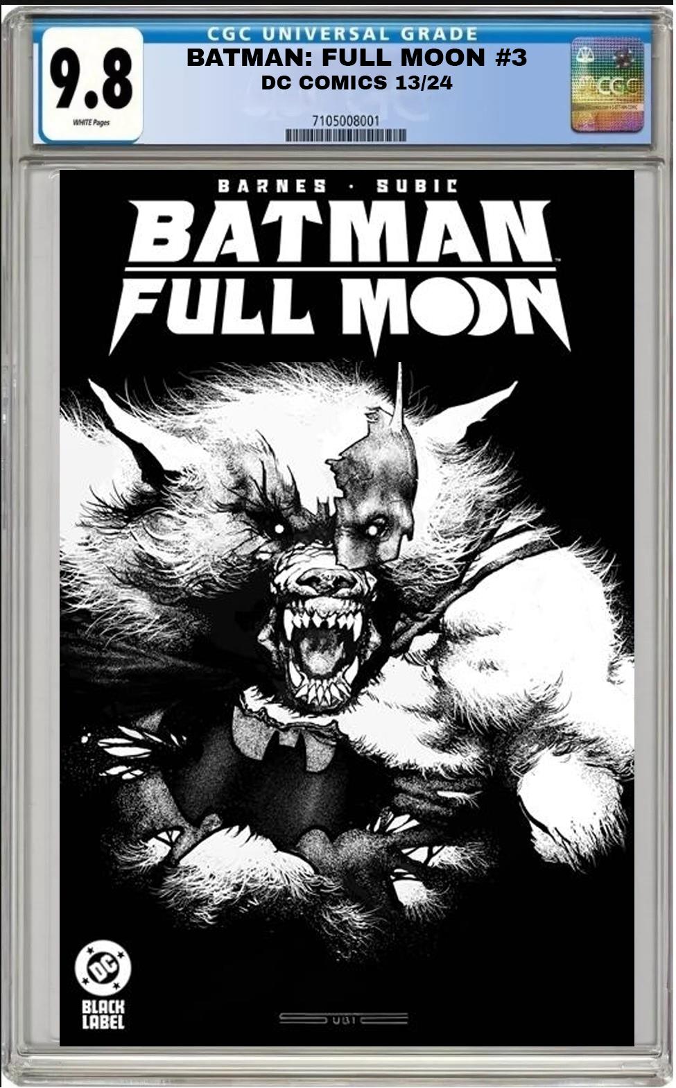 BATMAN FULL MOON #3 DC CVR A STEVAN SUBIC GLOW-IN-DARK CGC 9.8 NM PRESALE 12/11