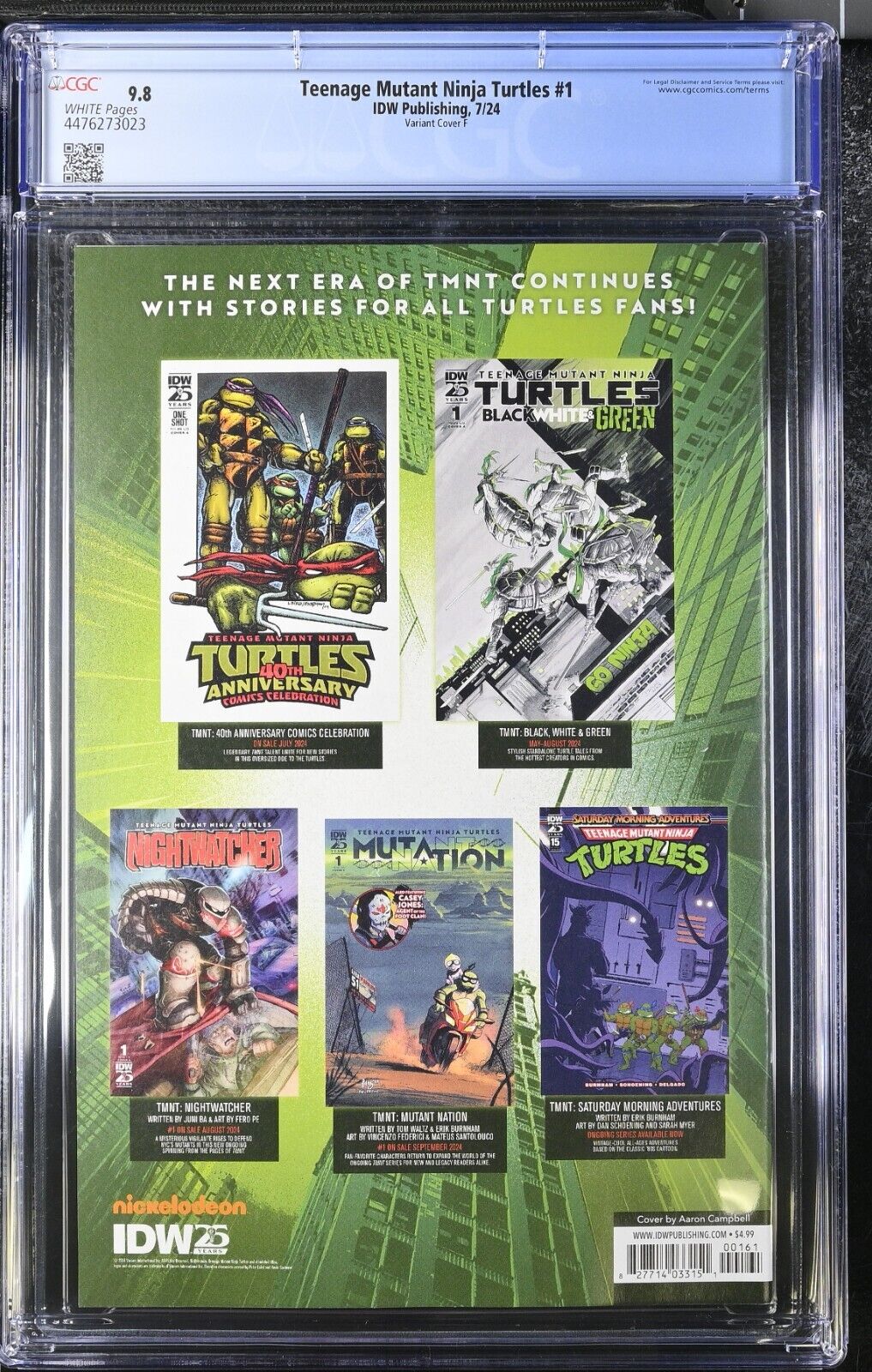 TEENAGE MUTANT NINJA TURTLES #1 IDW 2024 AARON CAMPBELL VARIANT CGC 9.8 NM