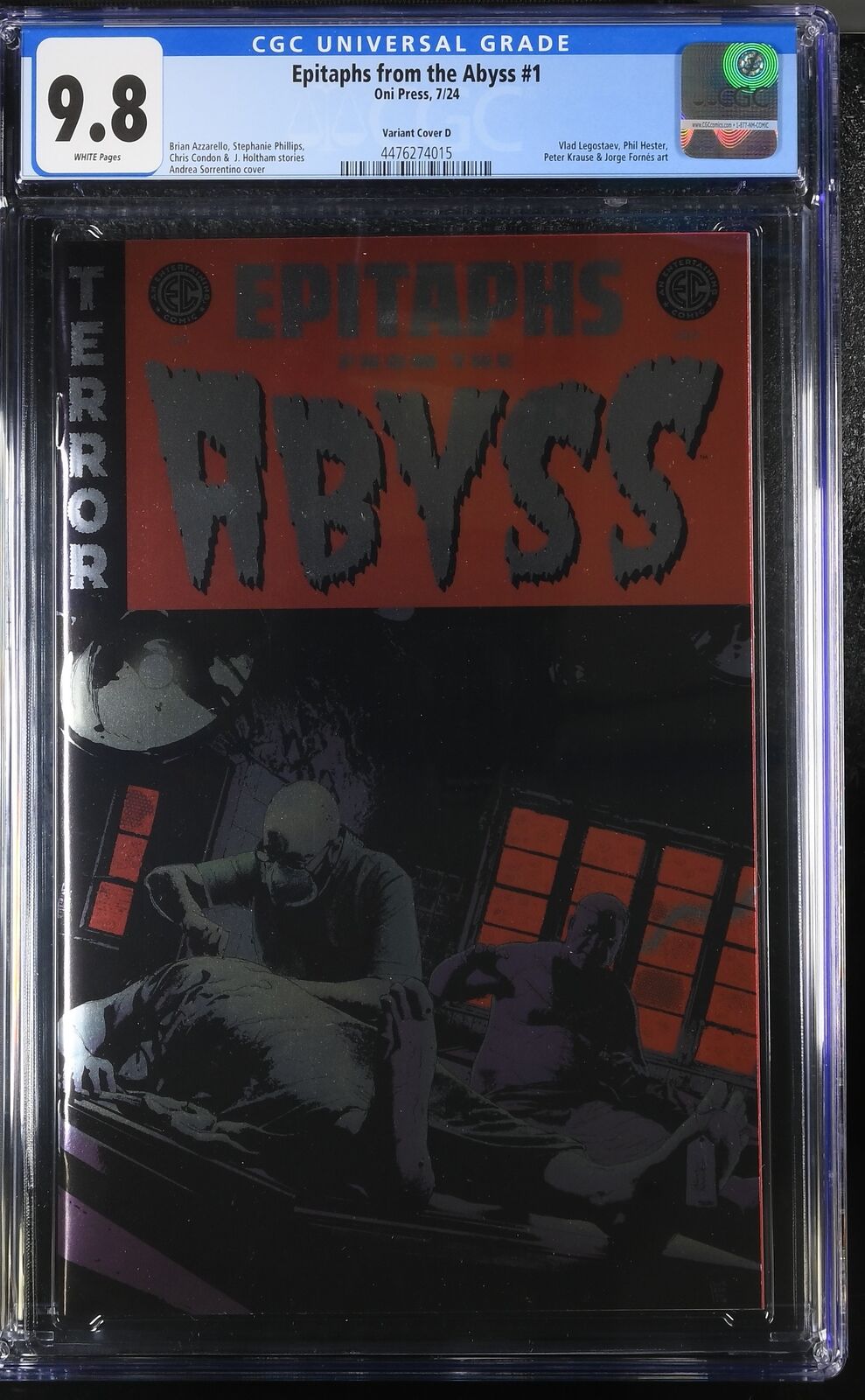 EC EPITAPHS FROM THE ABYSS #1 ONI PRESS 2024 SORRENTINO FOIL VARIANT CGC 9.8 NM