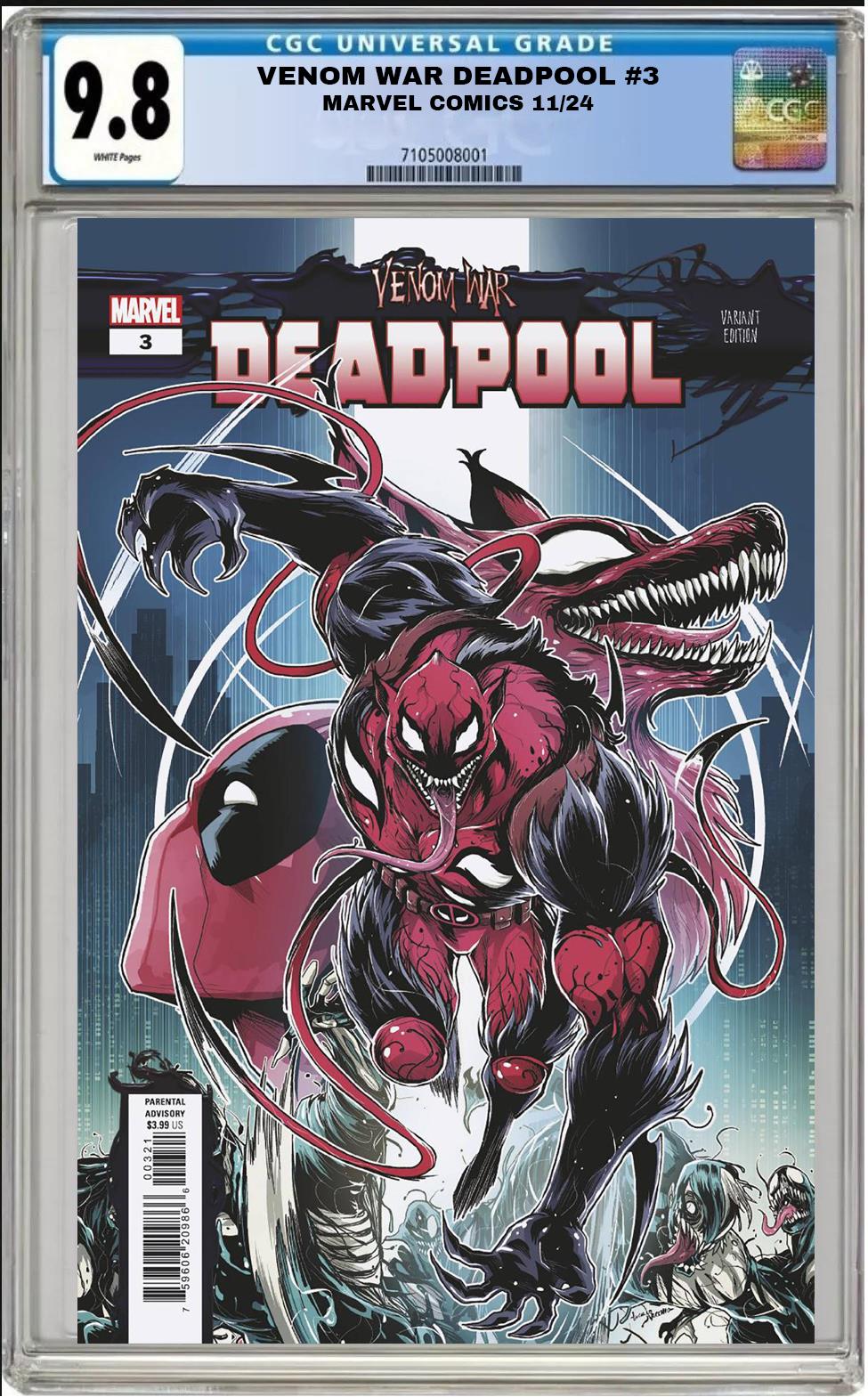 VENOM WAR: DEADPOOL #3 MARVEL 2024 LUCIANO VECCHIO VARIANT CGC 9.8 PRESALE 11/13