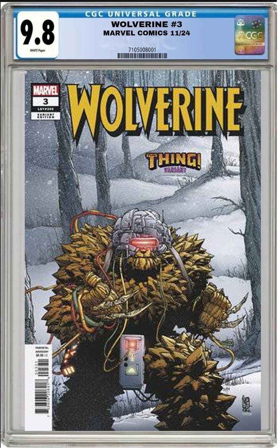 WOLVERINE #3 MARVEL GIUSEPPE CAMUNCOLI THE THING VARIANT CGC 9.8 PRESALE 11/21