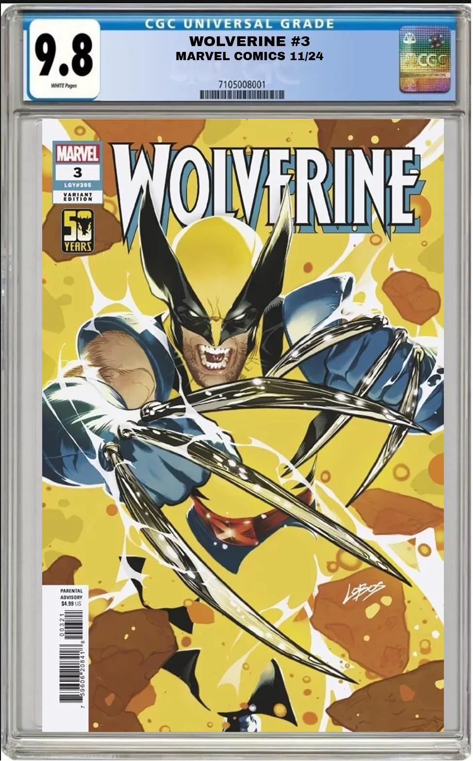 WOLVERINE #3 MARVEL PABLO VILLALOBOS VARIANT CGC 9.8 NM PRESALE 11/21