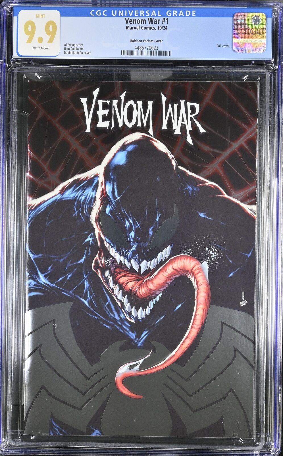 VENOM WAR #1 MARVEL 2024 DAVID BALDEON FOIL VARIANT CGC 9.9 NM/MT