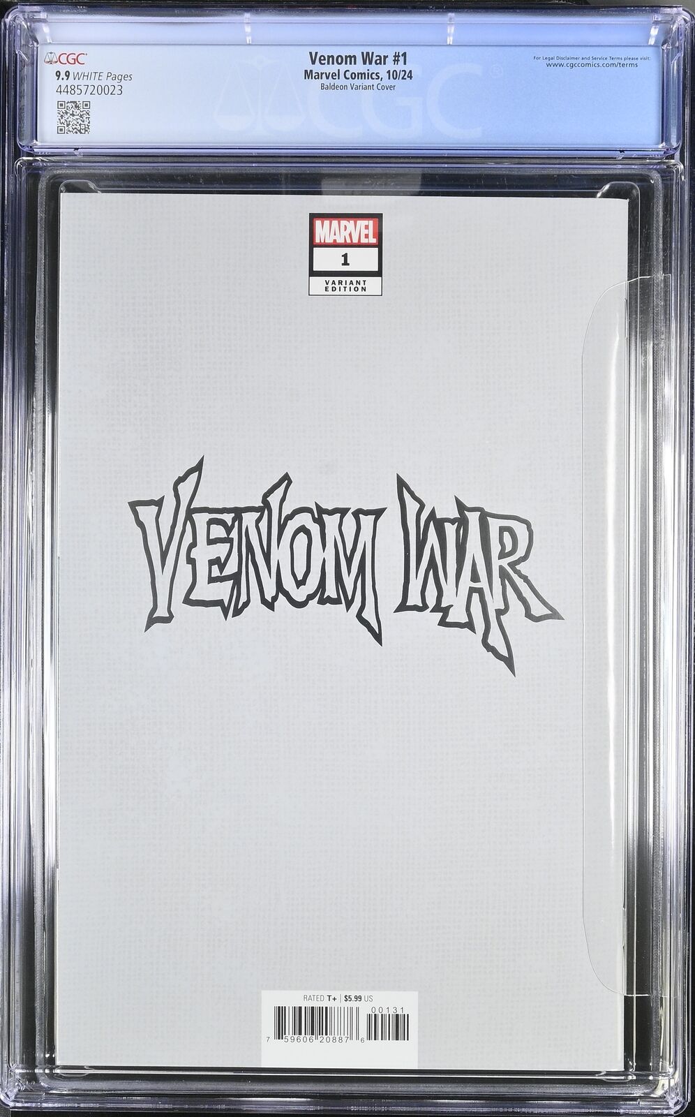 VENOM WAR #1 MARVEL 2024 DAVID BALDEON FOIL VARIANT CGC 9.9 NM/MT