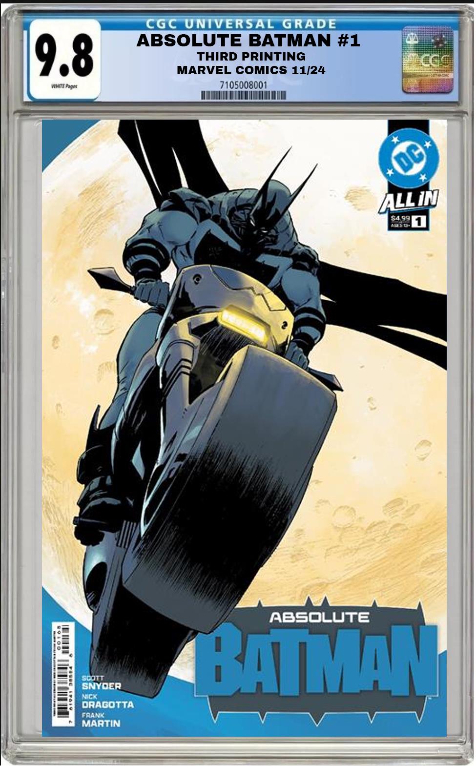 ABSOLUTE BATMAN #1 DC 3RD PRINT NICK DRAGOTTA CVR A CGC 9.8 NM PRESALE 11/27