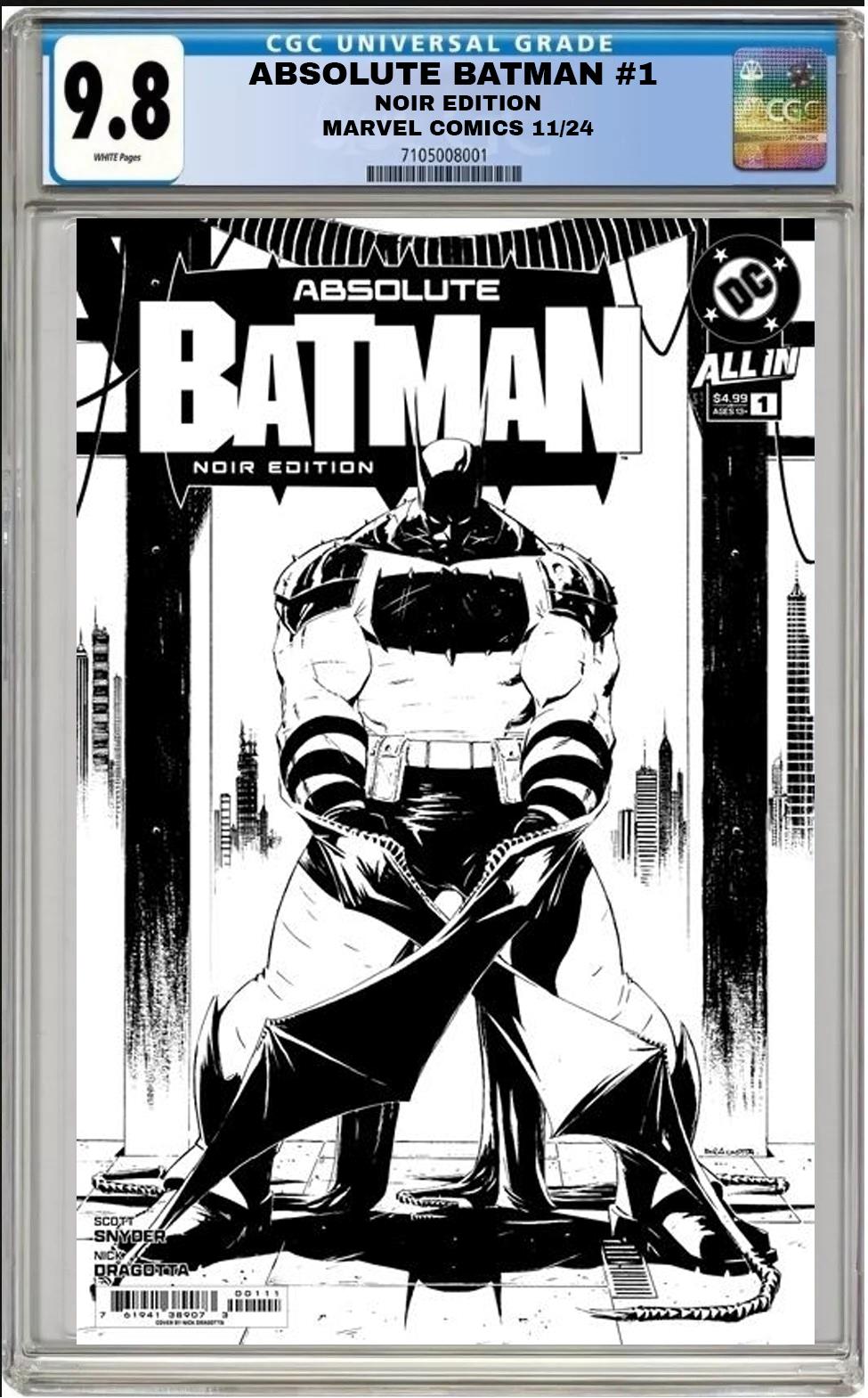 ABSOLUTE BATMAN NOIR EDITION #1 DC CVR A NICK DRAGOTTA CGC 9.8 NM PRESALE 11/13