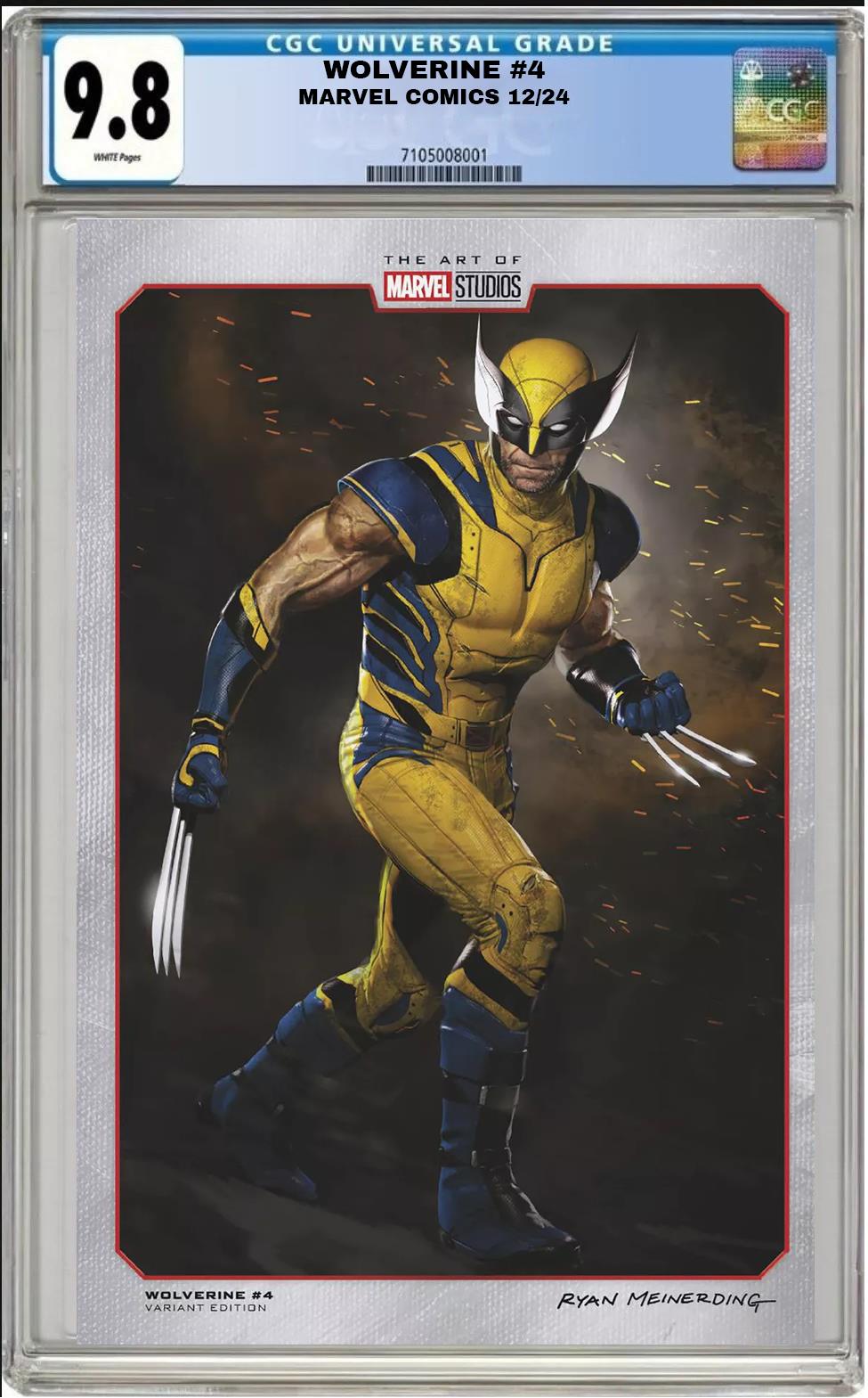 WOLVERINE #4 RYAN MEINERDING MARVEL STUDIOS VARIANT CGC 9.8 NM PRESALE 12/05