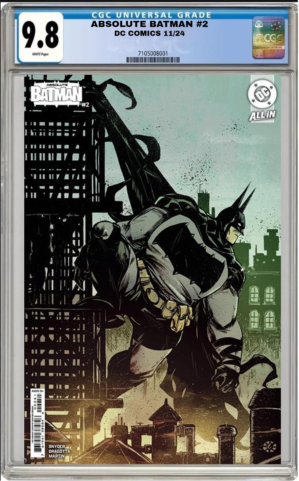 ABSOLUTE BATMAN #2 DC CVR E 1:50 SANFORD GREENE VARIANT CGC 9.8 NM PRESALE 11/27