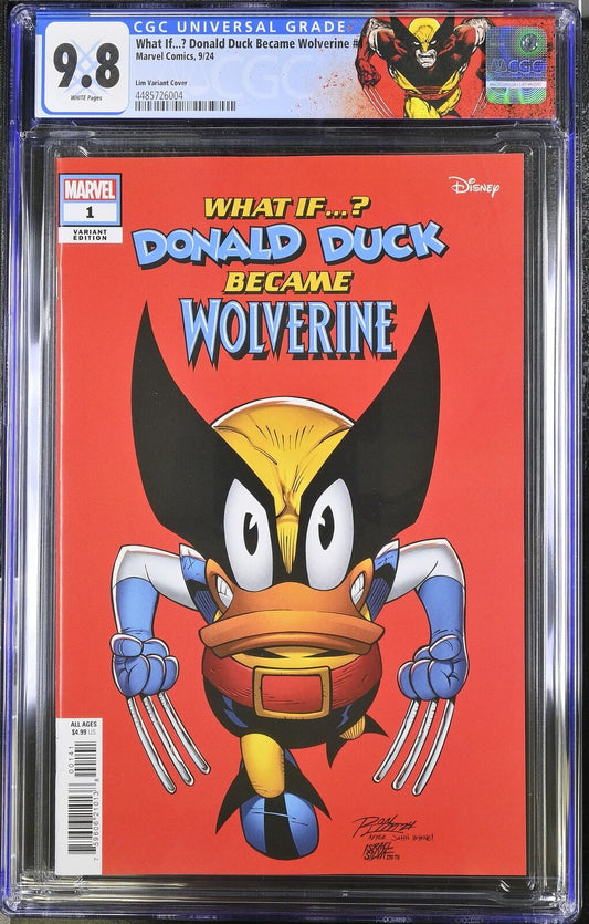 WHAT IF...? DONALD DUCK BECAME WOLVERINE 1 RON LIM VARIANT CGC 9.8 CUSTOM LABEL