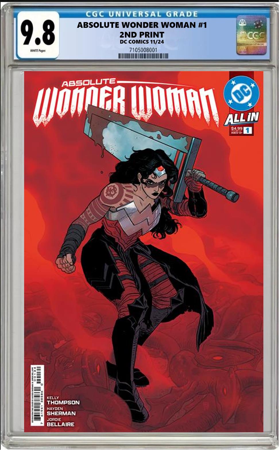 ABSOLUTE WONDER WOMAN #1 DC 2ND PRINT HAYDEN SHERMAN CGC 9.8 NM PRESALE 11/27