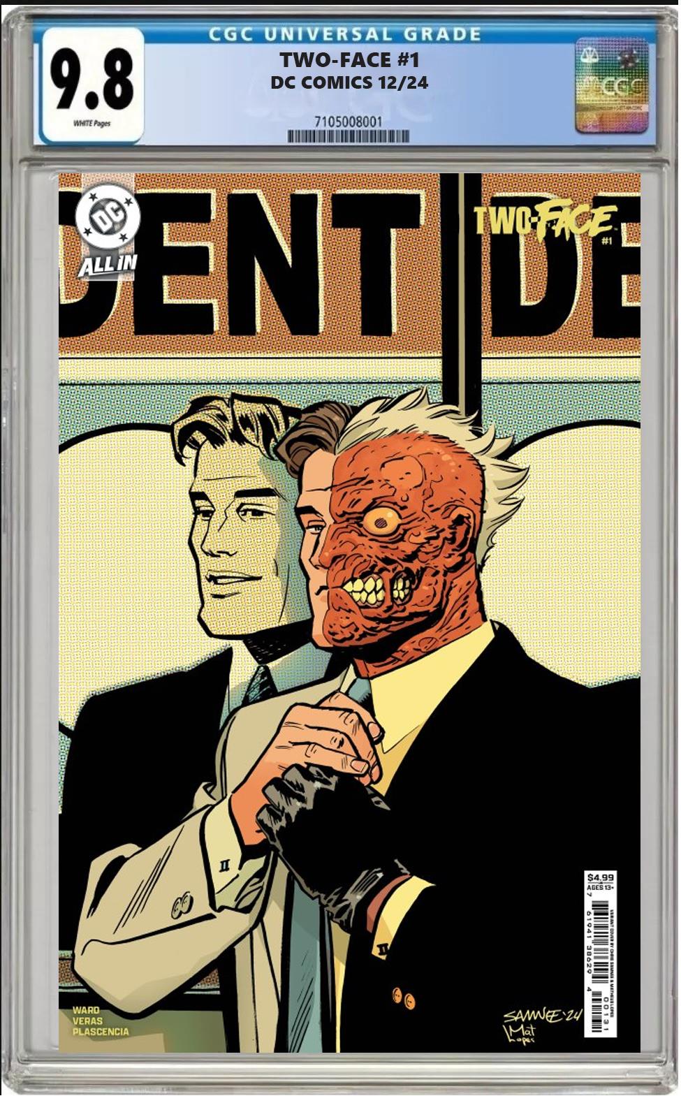 TWO FACE #1 DC 2024 CVR C CHRIS SAMNEE VARIANT CGC 9.8 NM PRESALE 12/4